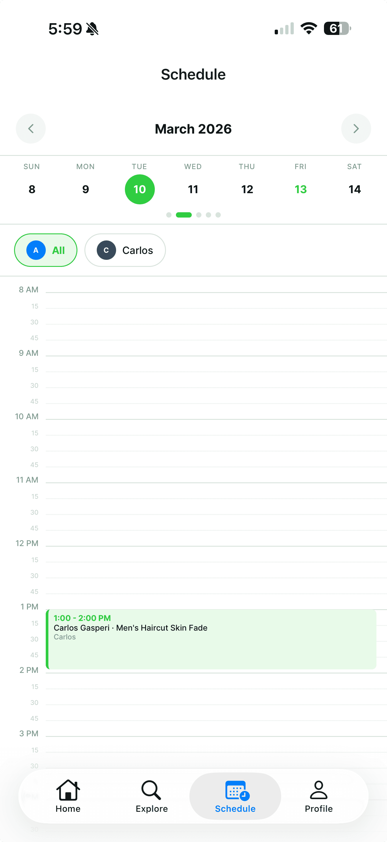 Calendus schedule view